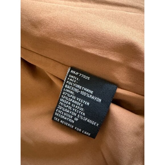 G by Giuliana Asym Zipper Embroidered Faux Leather MOTO Jacket CONAC Sz Large ep - Picture 7 of 11